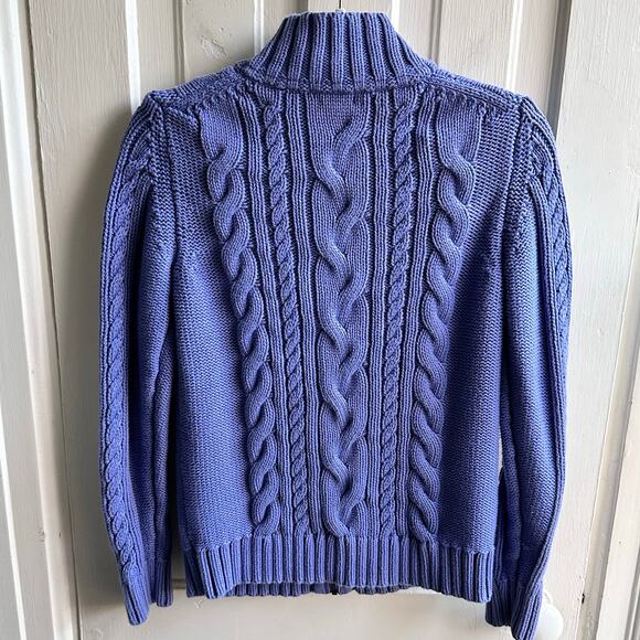 LL Bean Double L Cable Knit Cardigan Sweater - Picture 6 of 8